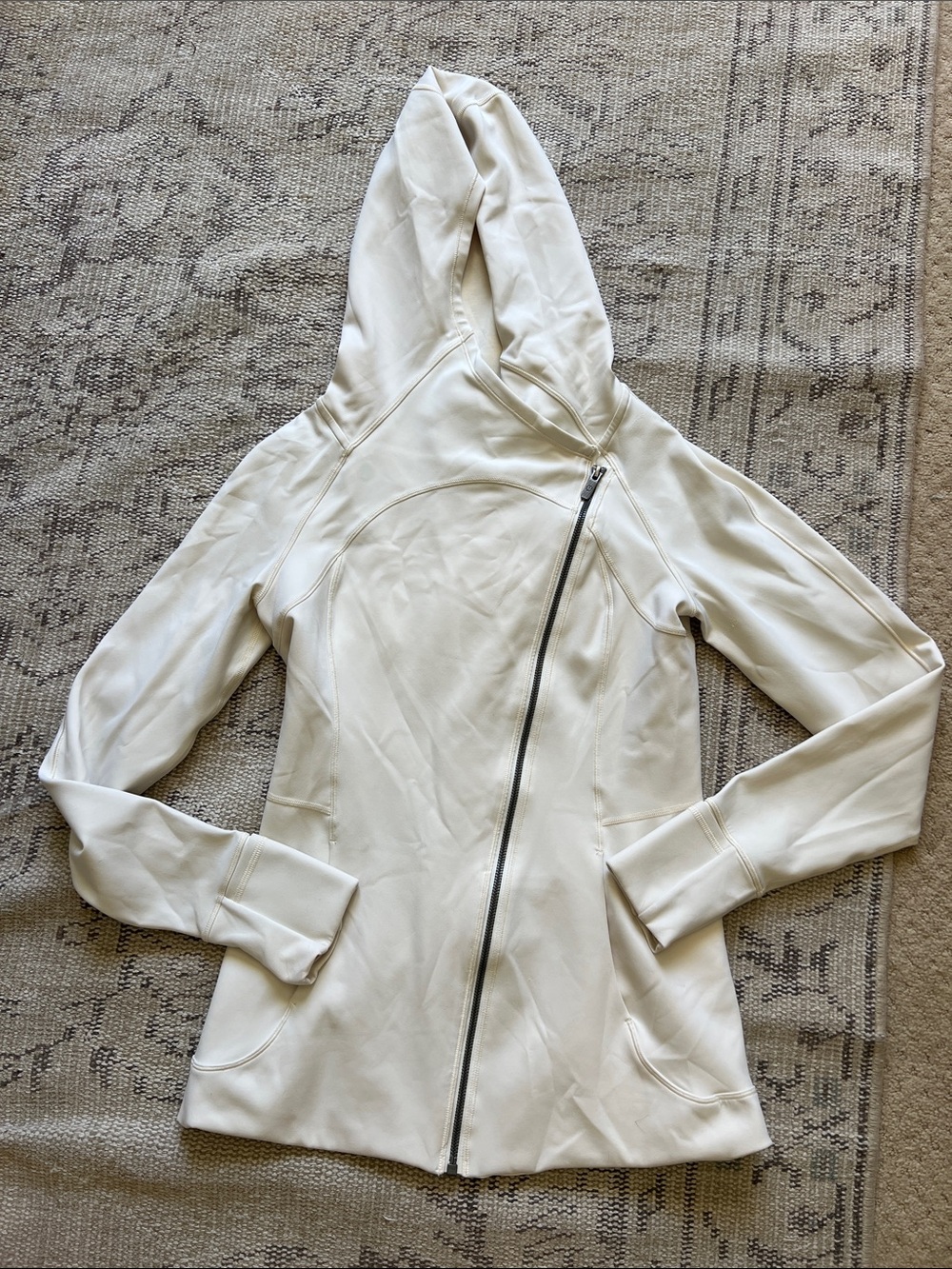 lululemon athletica Ivory Asymmetrical Zip Hooded Jacket